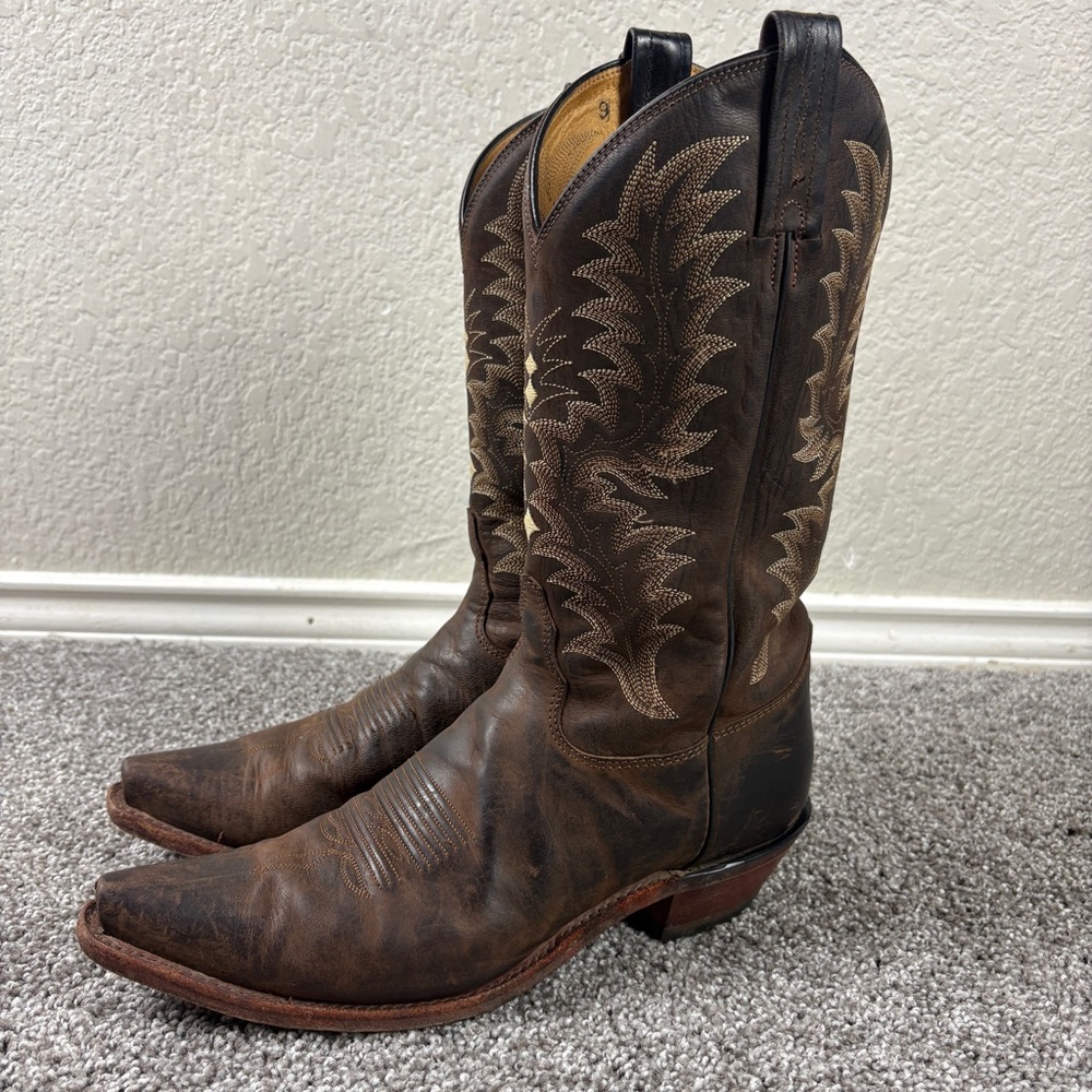 Tony Lama Western Boots Distress Chocolate Saigets Goat 1798-L 10 B